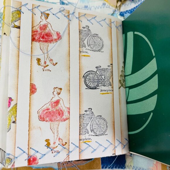 Handmade Junk Journal Mini Patchwork Fabric with Writing Board Ephemera Loaded u - Picture 10 of 16